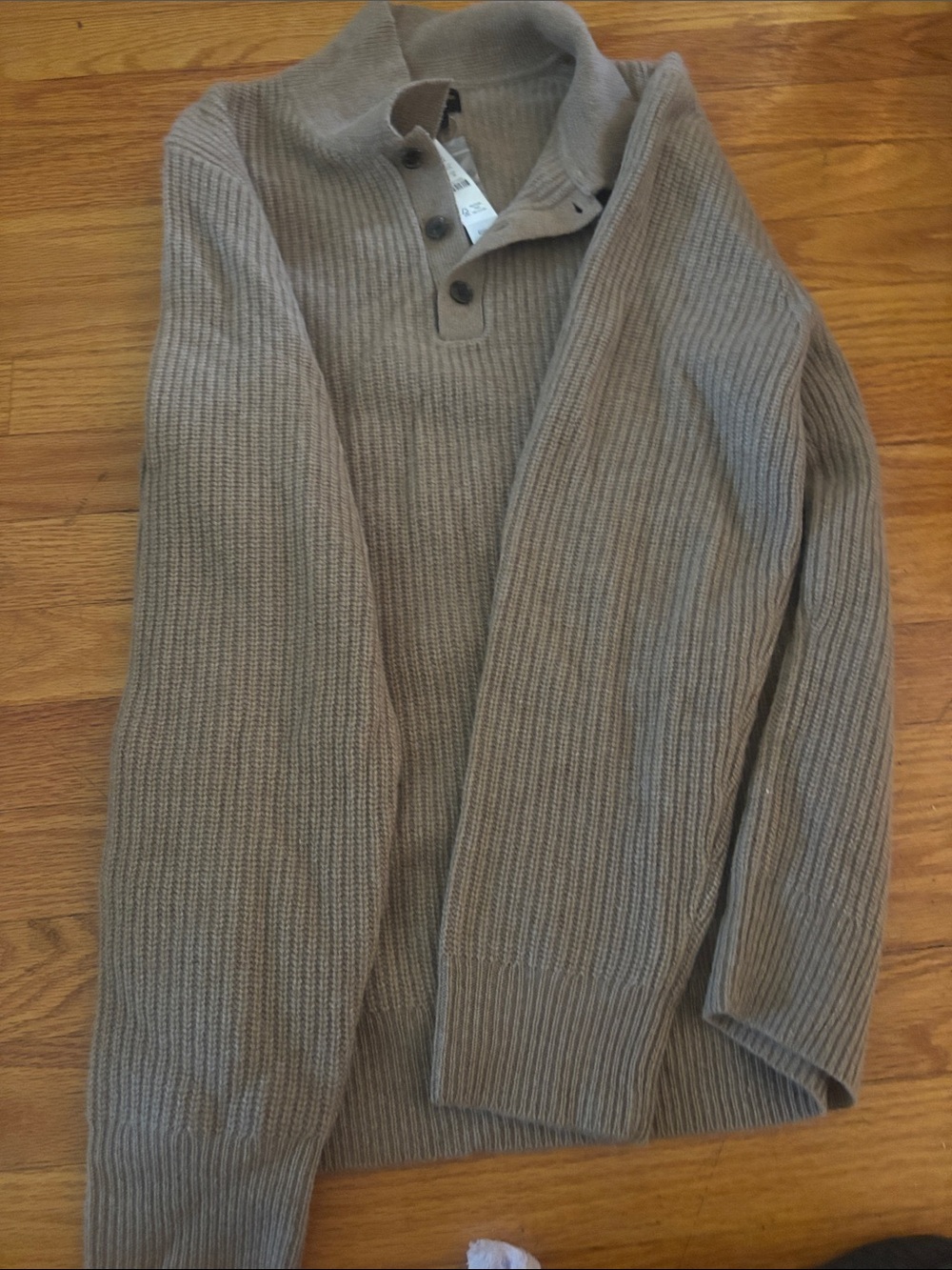 J. Crew Men's Ribbed Half-Zip Sweater - Taupe Brown